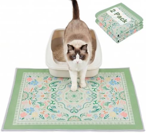Bienbee Cat Litter Mat, 2 Pack 33" x 22" Machine Washable for Litter Boxes