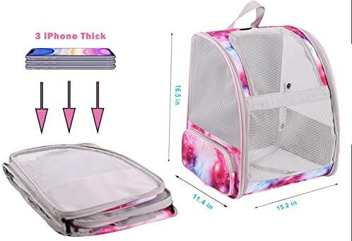 Galaxy Pink Pet Carrier Backpack for Cats and Small Dogs, Backpack for Kitten Bunny Airline Approved Travel Hiking Camping Cat Vet Book Bag (Ventilation)