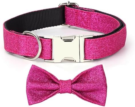 Bling Dog Collar with Removable Bowtie for Dogs Party Wear
