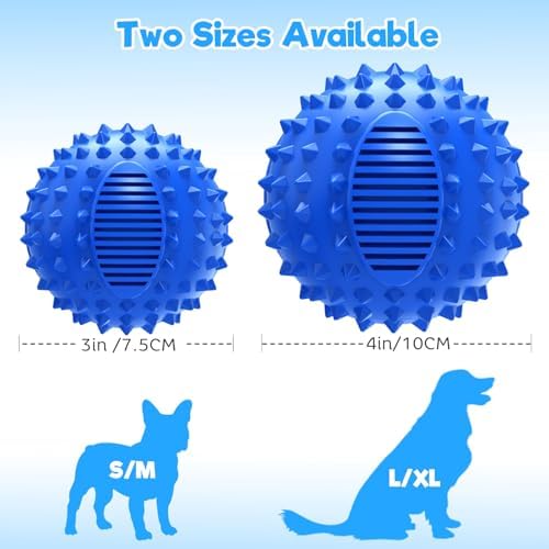 petizer 3" Squeaky Dog Balls for Aggressive Chewers, Durable Interactive Spiky Ball for Teething, Indestructible Rubber Dog Chew Toys, Tough Pet Toys for Small, Medium & Large Breeds