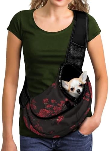 COEQINE Gothic Dog Backpack Carrier for Small Dogs Sling Bag Pet Crossbody