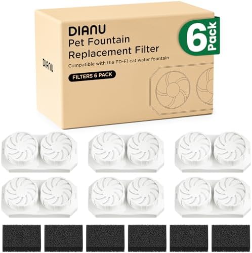 DIANU Official Replacement Filters for 108 oz/3.2 L Cat Fountain (6 Pack)