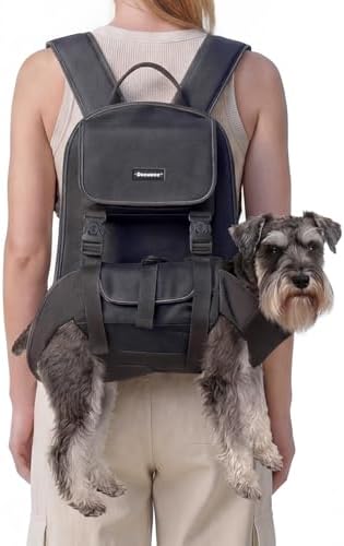 Dog Backpack, 3 Use Ways Spine-Friendly Dog Carriers for Small Medium Dogs, Legs Out Pet Carrier with Safety Straps, Buckle Support, Comfort for Travel, Hiking, Biking, Medium