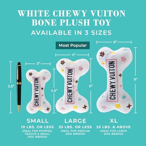 Haute Diggity Dog Chewy Vuiton Bone Plush Dog Toy, Designer Parody Toy