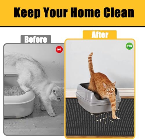 Ultibe 40"x30"(100cmx75cm) Extra Large Silicone Cat Litter Mat, XXL Litter Trapping Mat for Under Litter Box, Non-Slip Waterproof Kitty Litter Catcher, Easy to Clean Mat for Cats, Gray Green