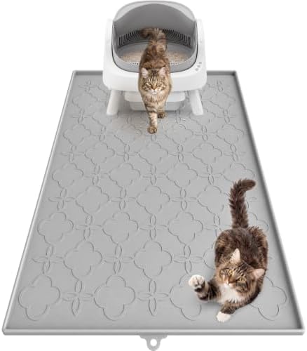 Pawtners Cat Litter Mat Extra Large 42" X 30", Easy to Clean, Gray, 1 Pack