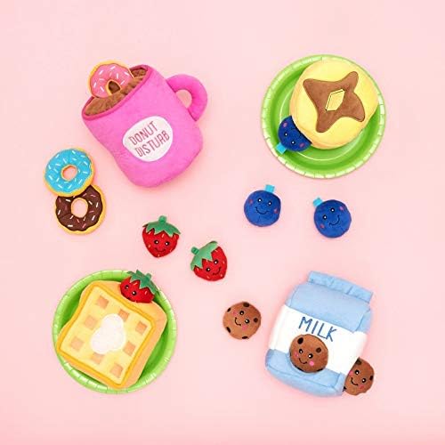 ZippyPaws Zippy Burrows Interactive Dog Toys - 3 Pack Food Miniz Refills for Hide and Seek Dog Toys, Plush Dog Puzzles and Colorful Squeaky Dog Toys, Strawberries
