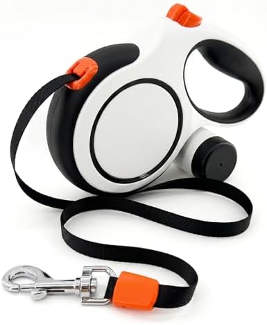 16ft Retractable Dog Leash for Medium Dogs up to 66 lbs, White