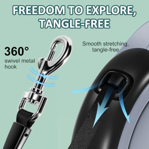 26ft/8m Retractable Dog Leash,Heavy Duty Leash for Large Dogs Up to 110Ibs