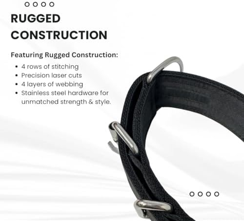 SparkDog 2” Working Dog Collar – Heavy Duty (14-20" (Black, 2" Width)