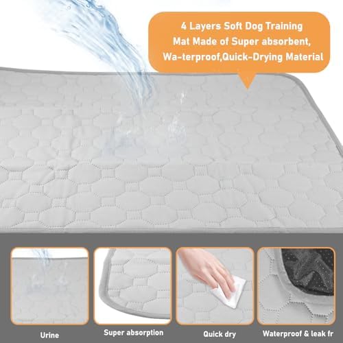2 Pack Washable Dog Pee Pads, 26" X40" Reusable Puppy Pads, Waterproof Anti Slip Bottom Pet Training Pads for Whelping, Housebreaking, Incontinence ,Playpen Grey X-Large