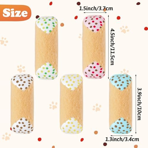 MALLMALL6 Catnip Toys for Cat - 5Pcs Cannoli Crinkle Paper Sound Catmint Toy Gift for Indoor Kitten, Teething Chew Kick Interactive Kitty Supplies, Soft Italian Dessert Pet Present for Kitten Lover
