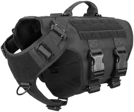 ICEFANG No Pull Tactical Dog Harness for Large Dogs,Adjustable Dog Vest
