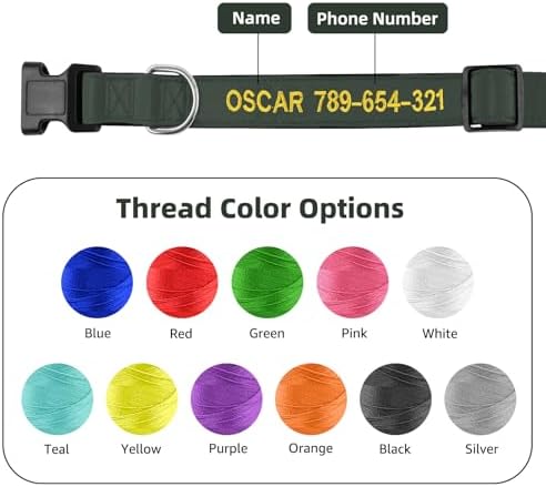 Kuley Personalized Dog Collar, Embroidered with Pet Name and Phone Number