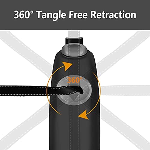 TwoEar 26ft Retractable Dog Leash with Anti-Slip Handle, Reflective 360° Tangle-Free Dog Walking Leash for Medium/Large Dogs Up to 110lbs, Heavy Duty Nylon Tape, One-Handed Brake