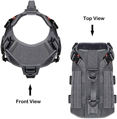 ICEFANG No Pull Tactical Dog Harness for Large Dogs,Adjustable Dog Vest