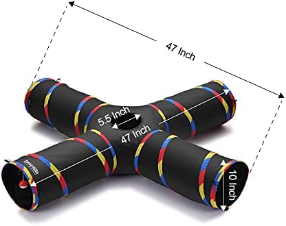 4 Way Cat Tunnels for Indoor Cats with Mouse Toy & Play Ball