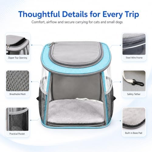 Pet Backpack Carrier for Cats and Small Dogs, Under 13.2 lbs