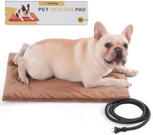 Pet Heating Pad for Cats Dogs Indoor & Sheltered Outdoor Waterproof Heated Cat Bed Heated Dog Bed Chew Resistant Cord Constant Temperature Electric Warming (Brown, M: 20" × 16" × 1.3")