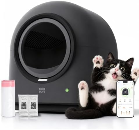 ABRCT L2 Automatic Self Cleaning Litter Box Smart Robot Odor Control Litter Box,Safety Sensors Anti-Pinch,with APP Control Deodorizer and Liner,Hands-Free for Multiple Cats,2026 Version (Black)
