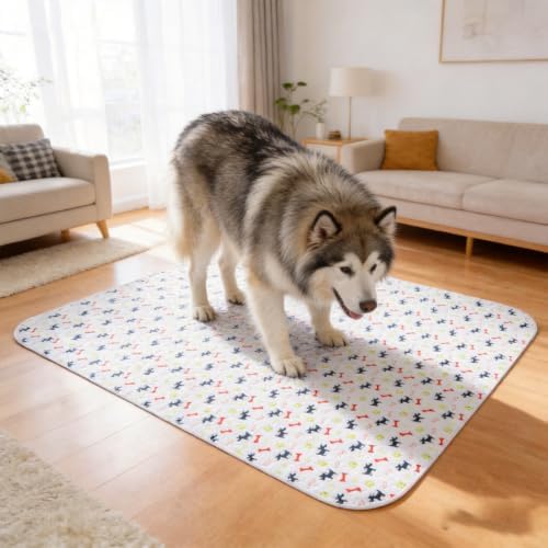 Puppy Pee Pads with Pheromones,Washable Pee Pads for Dogs,Reusable Puppy Potty Pads Washable for Dogs & Cats,Washable,Durable Leak-Proof & Anti-Slip Pet Training Pads for Home & Travel (White, M)
