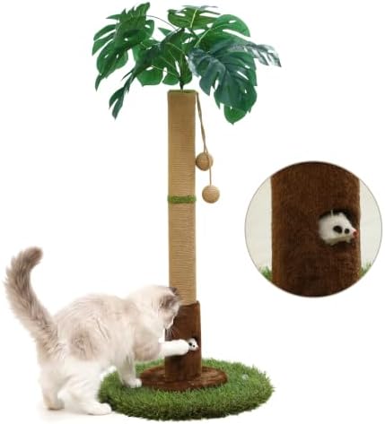 Woochpet Cat Scratching Post for Indoor Cats and Kitten - 35.43" Tall Cat Scratching Post with Sisal Rope,Palm Tree Cat Scratch Post with Hanging Ball