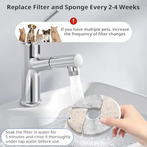 Cat Pet Water Fountain Filters, 10 Pack Replacement Filters Fit for Square 2.2L/73oz Automatic Pet Fountain, Diameter 4.1 Inch Filter with Triple Filtration System (10+10+10)