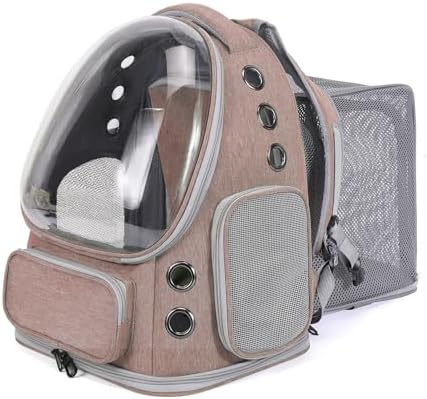 Cat Backpack Carrier for Large Cats, Expandable Cat Bubble Backpack, Dog Carriers for Small Medium Dogs, Airline Approved Pet Carrier for Travel Hiking Outdoor(Brown)