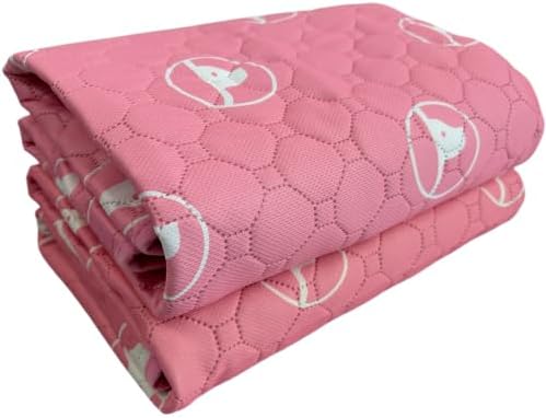PJYuCien 2 Pack 36"x36" Reusable Playpen Training Pad for Puppies, Pink