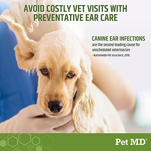 Pet MD Dog Ear Cleaning Wipes with Aloe and Eucalyptus + Veterinary Tris Flush Cat & Dog Ear Cleaner