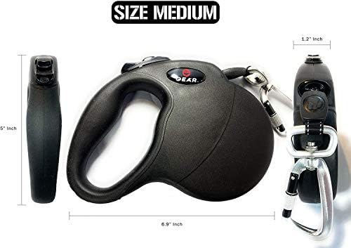 Enthusiast Gear Retractable Dog Leash for Large and Medium Dogs with Locking Carabiner | Heavy Duty 16 ft Strong Reflective Polyester Webbing, 1-Button Break & Lock, Anti-Slip Handle, Tangle Free