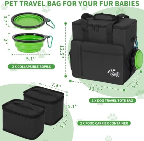 TORIBIO Large Dog Travel Bag for Supplies with Food Bowl