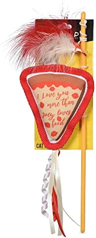 Friends The TV Show Cat Toy Joey Loves Pizza Catnip Wand, Catnip Inside | Friends for Pets | Interactive Toy for Cats, Dancing Teaser with Ribbons | Cat Exercise Toy with Feathers and Catnip