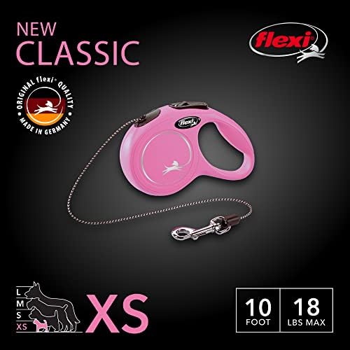 FLEXI® Classic XS Cord Retractable Dog Leash, 3-Finger Grip, 10 ft - Pink