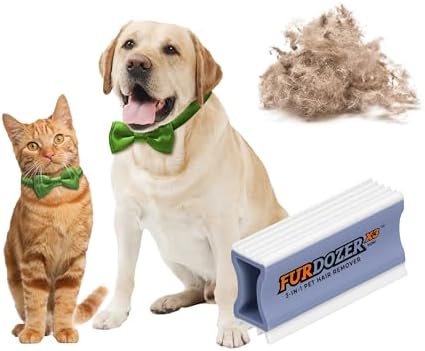 FurDozer Pet Hair Remover & Auto Detailing Tools - Cat & Dog Hair Remover for Carpets, Car Interiors, Couches, Bedding, & Pet Furniture (Purple, X3 MINI - 3.5" Long)
