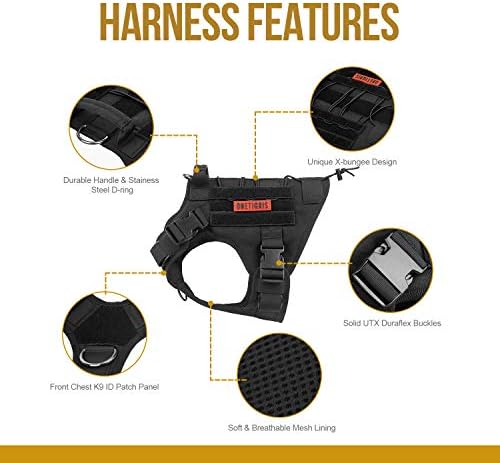 OneTigris Tactical Dog Harness - Fire Watcher Comfortable Patrol Vest