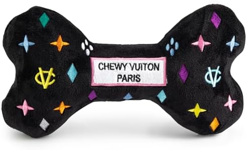 Haute Diggity Dog Chewy Vuiton Bone Plush Dog Toy, Designer Parody Toy