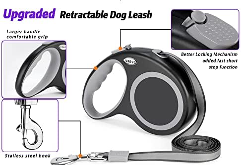 Retractable Dog Leash, 26 Feet Dog Leash for Small to Large Dogs up to 110lbs,Heavy Duty Design with Anti-Slip Handle, One-Handed Quick-Lock Braking System.