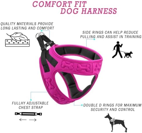 Comfort Fit No Pull Dog Harness – Adjustable Step-in Vest for Small, Medium & Large Dogs, Soft Padded with Leash Clips, Reflective Straps & Handle