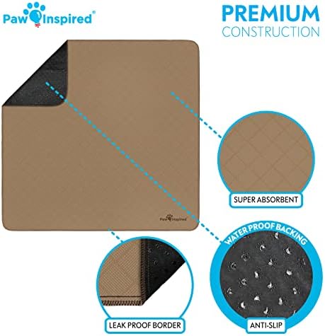 Paw Inspired Washable Pee Pads for Dogs, 41x41 Inch, 2 Pack