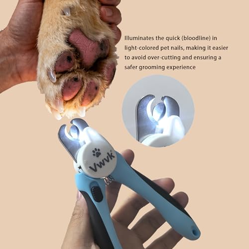 Dog Nail Clippers with Light, Professional Toenail Clippers for Thick Toenails, LED Illuminated Pet Nail Trimmer to See Bloodline, Safety Guard & Blade Lock, for Dogs & Cats