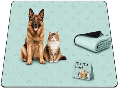 Washable Pee Pads for Dogs 1 Pack, Reusable Waterproof Leak-Proof Puppy Training Pads, Super Absorbent Non-Slip Dog Whelping Pads for Crate, Playpen, Bed & Floor (72"x72" Green)