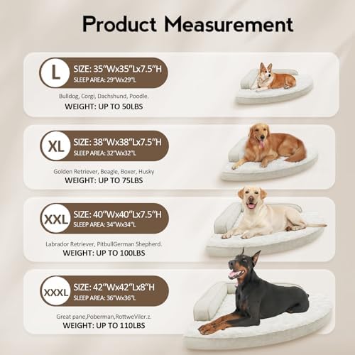 MEKIY Orthopedic Waterproof Dog Bed with Sides for Large Medium Dogs