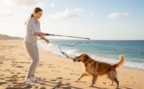 Flirt Pole for Dogs Interactive Chase Toy for Large Medium Small Puppy Dogs