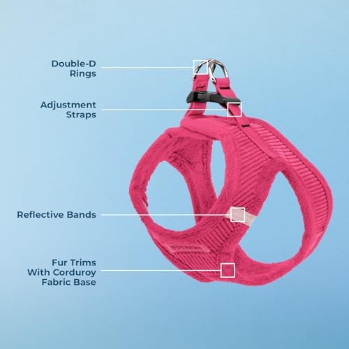 Voyager Step-in Plush Dog Vest Harness -Fuchsia Corduroy, Medium