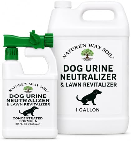 Nature’s Way Soil® Dog Urine Neutralizer & Lawn Revitalizer – Bundle with 32 Ounce Hose End Sprayer and 1 Gallon Refill