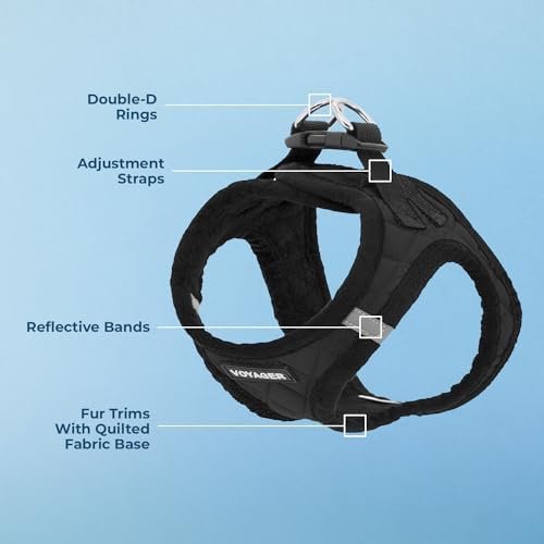 Voyager Step-in Plush Dog Vest Harness -Black Plush, X-Small