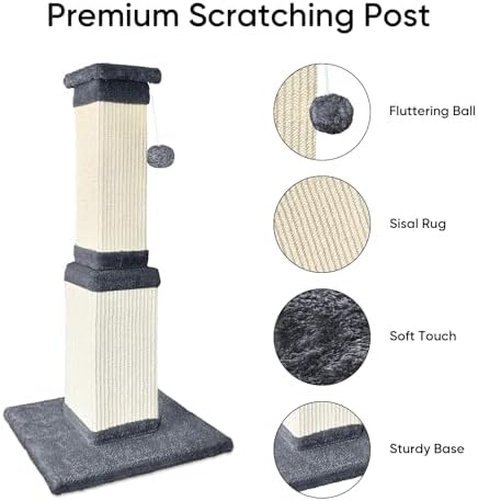 Cat Scratching Post for Indoor Cats, 32Inch Sisal Cat Scratcher