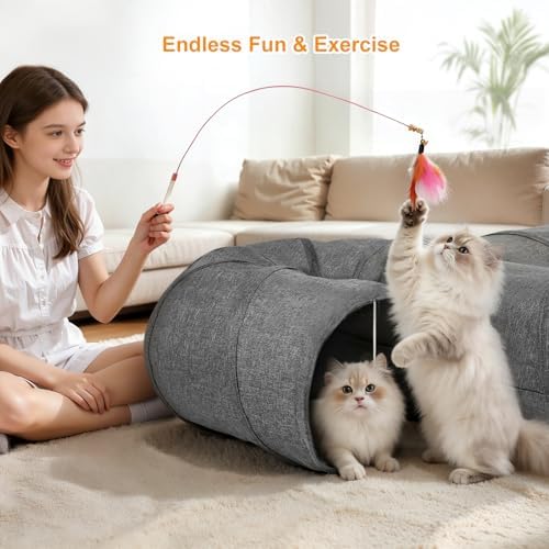 Ownpets 12" Large Cat Tunnel 3-Way U-Shape Oxford Fabric for Large Cat