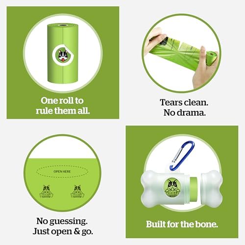 Pogi's Compostable Poop Bags – Leak-Proof, Extra-Large, Made with Plants – 18 Rolls (270 Bags)
